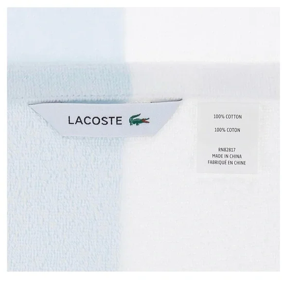 NWT Lacoste Waterfall Blue Oversized Beach Towel Croc Logo 100% 36”x72” - Picture 5 of 10